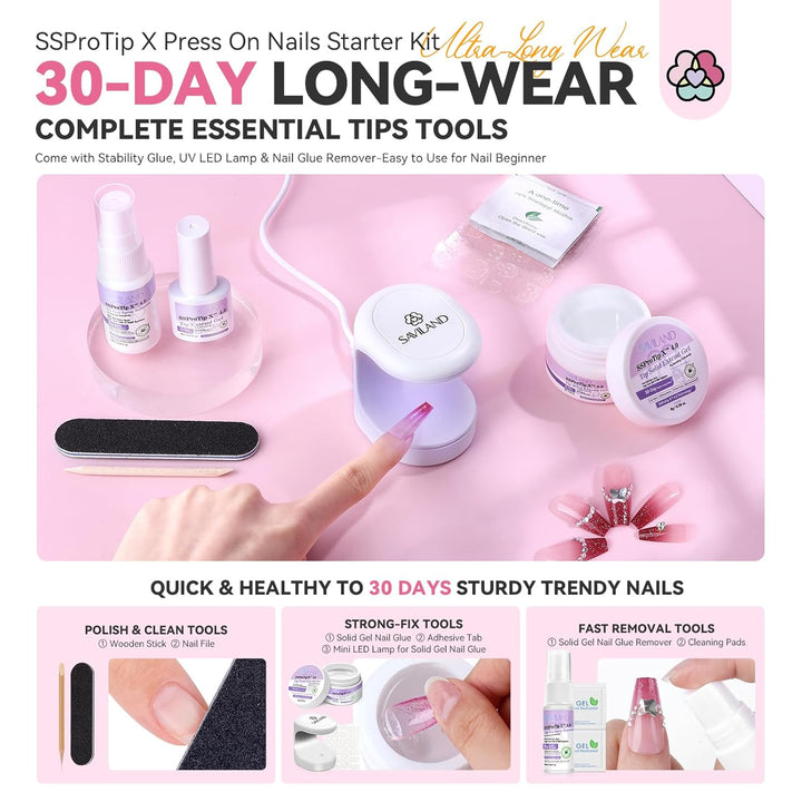 complete press on nails kit long lasting