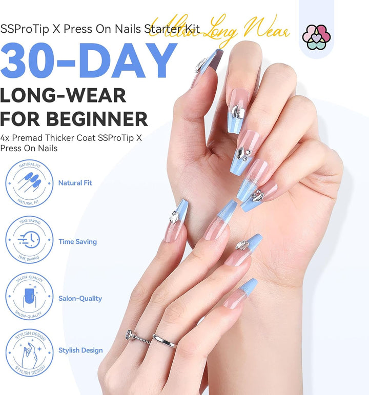 make blue french tip nail art by Saviland