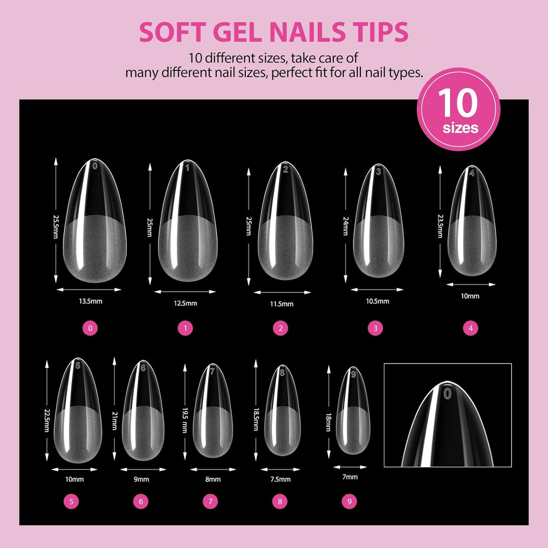 10 sizes soft gel nail tips