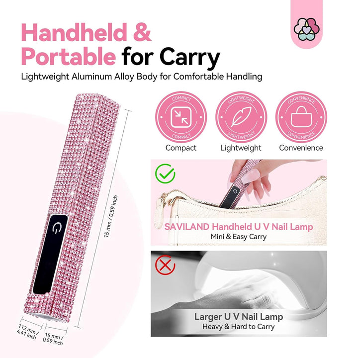 Saviland pink handheld uv light for nails