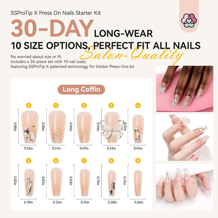 10 sizes of Saviland wedding press on nails kit