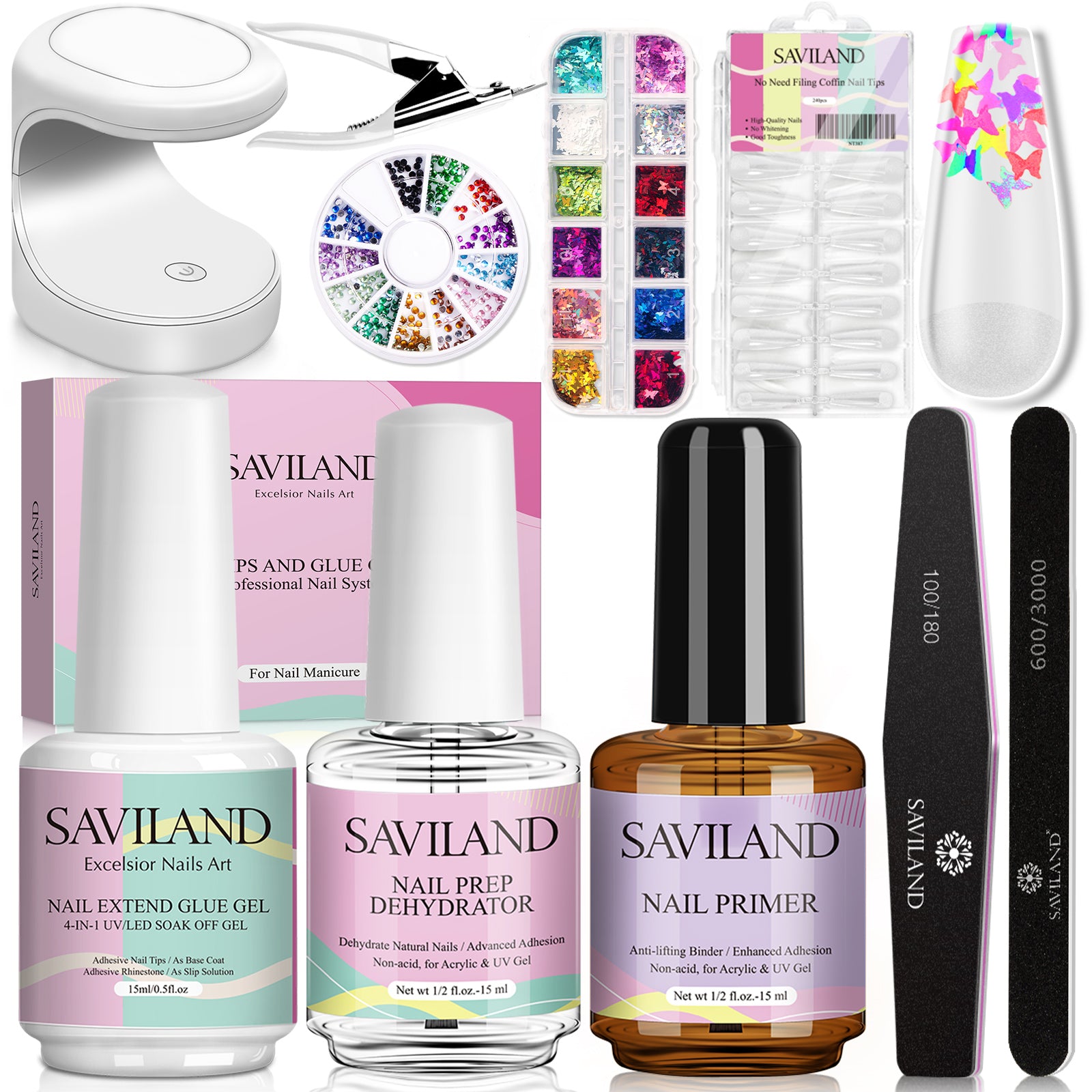[US ONLY]Nail Tips and 4-In-1 Nail Glue Gel Kit