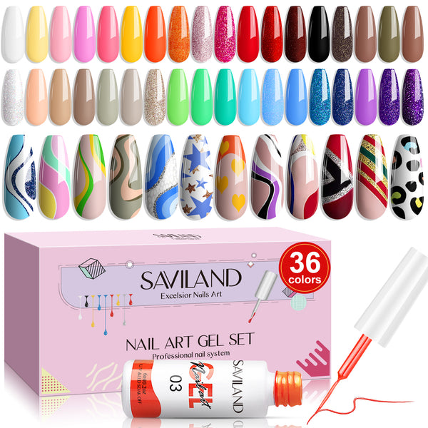 [US ONLY] 36 Colors Painted Liner Gel Nail Polish