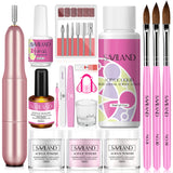 Acrylic Nail Kit with Drill - 3 Colors Acrylic Powder and Liquid Set Nail Tools Kit Acrylic Set with Nail Drill Acrylic Nail Brushes