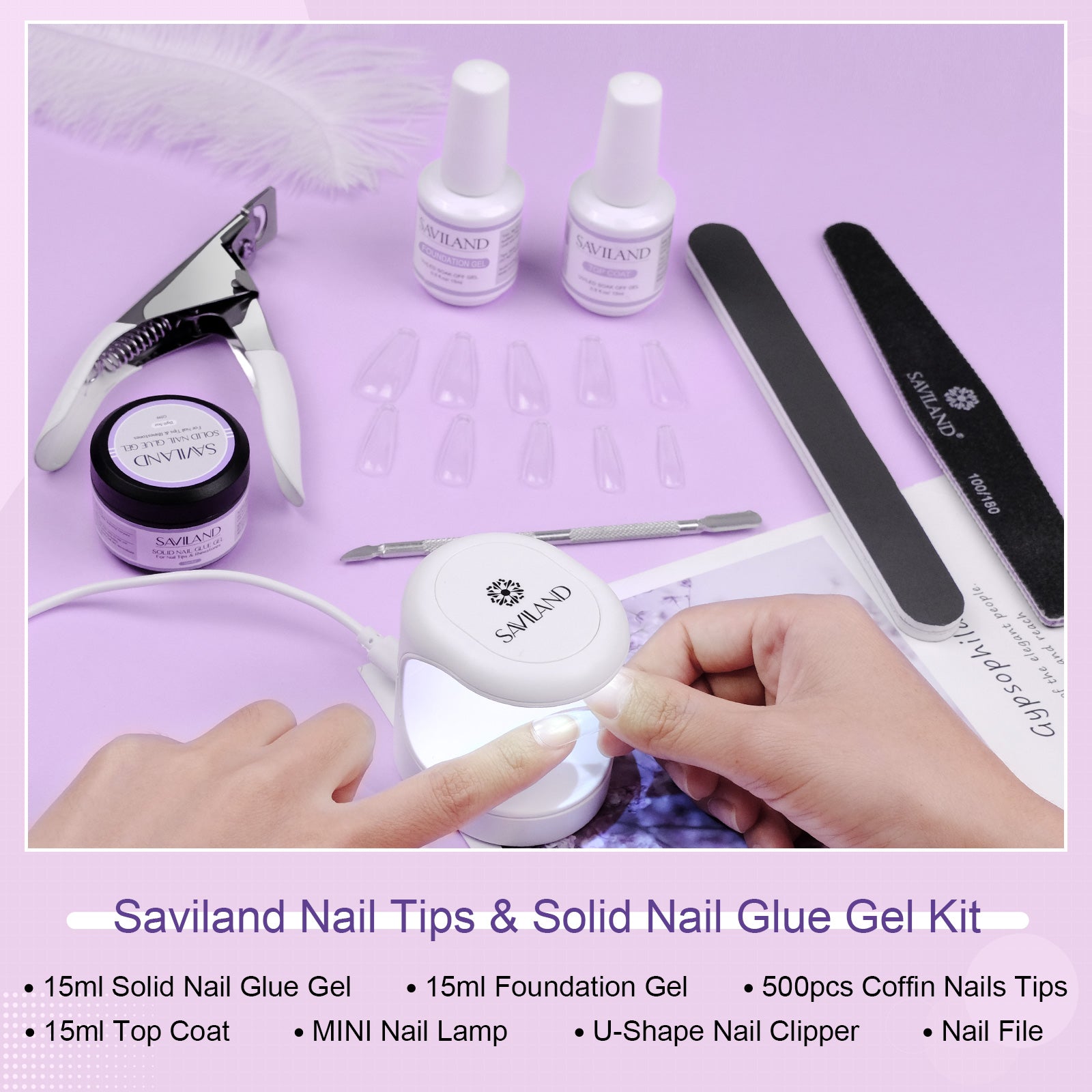 [US ONLY]Nail Tips and Solid Nail Glue Gel kit