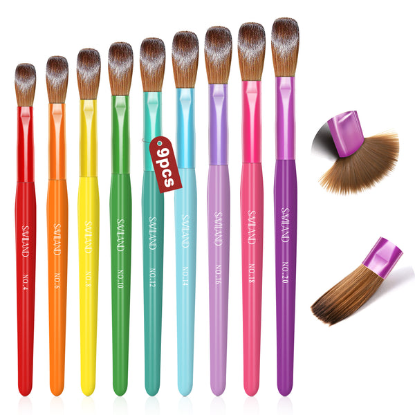 [US ONLY]9PCS Colorful Acrylic Nail Brush Set - Manicure Starters