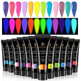 [US ONLY]12 Colors Glows in the Dark Poly Nails Gel Set