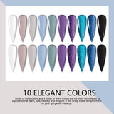 [US ONLY]10 Colored Acrylic Nail Powder Set - Glitter Blue Purple
