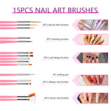 [US ONLY]15PCS Nail Art Brushes Set with Nail Accessories for Nail Art