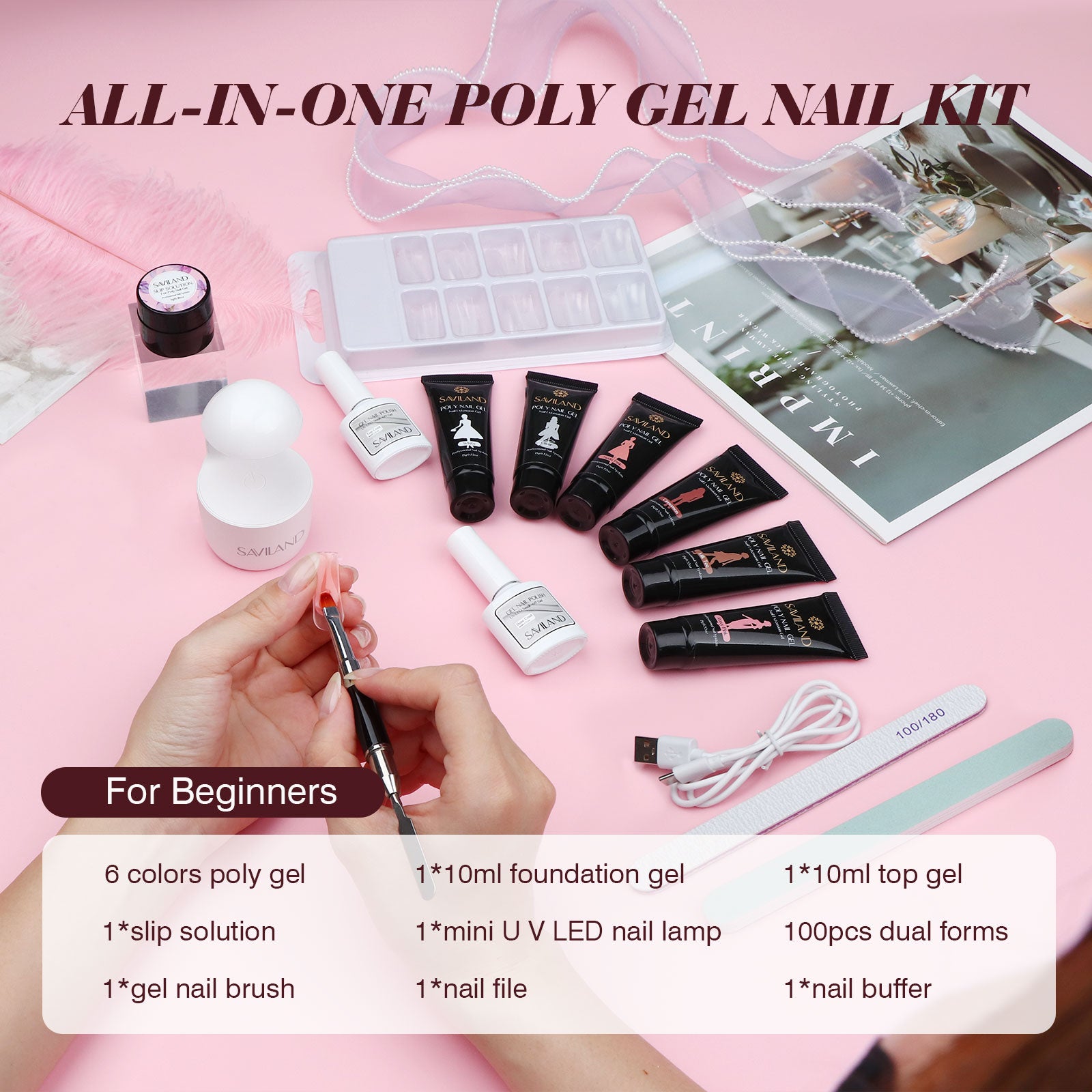 Poly Gel Nail Kit with U V Light