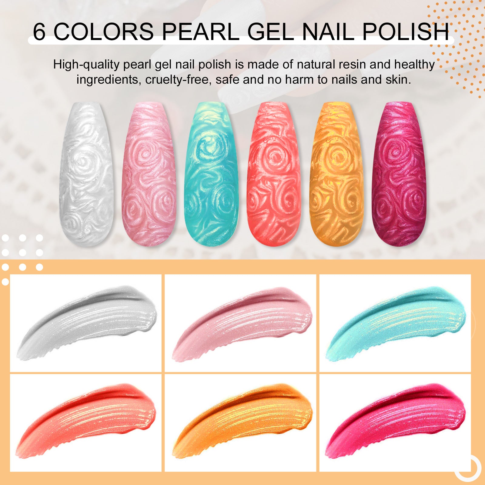 [US ONLY]6 Colors Glitter Pearl Gel Nail Polish Kit