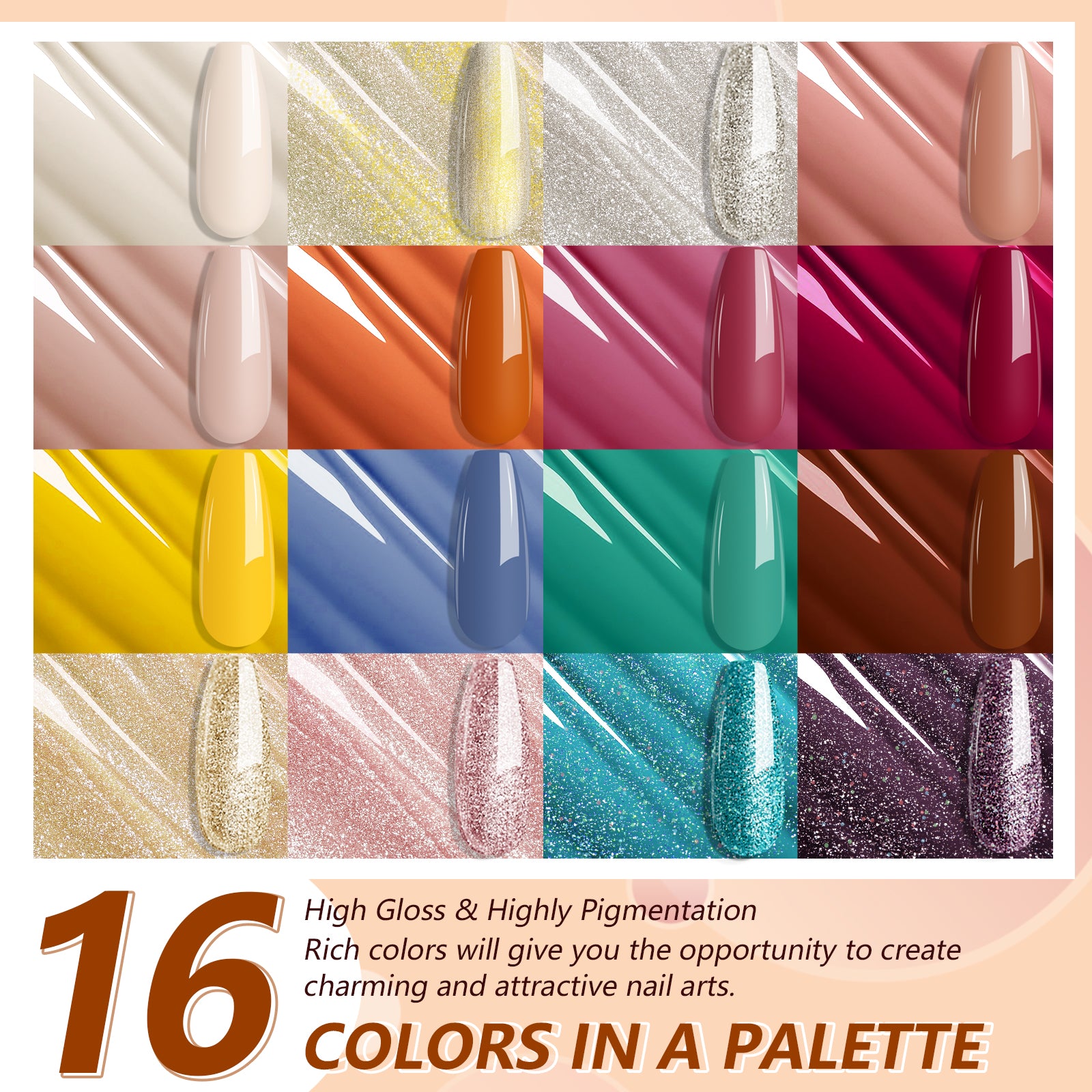 [US ONLY]Solid Cream Gel Nail Polish Kit - 16 Colors