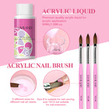Acrylic Nail Kit with Drill - 3 Colors Acrylic Powder and Liquid Set Nail Tools Kit Acrylic Set with Nail Drill Acrylic Nail Brushes