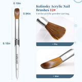 Kolinsky Size 12 Silver Acrylic Nail Brush