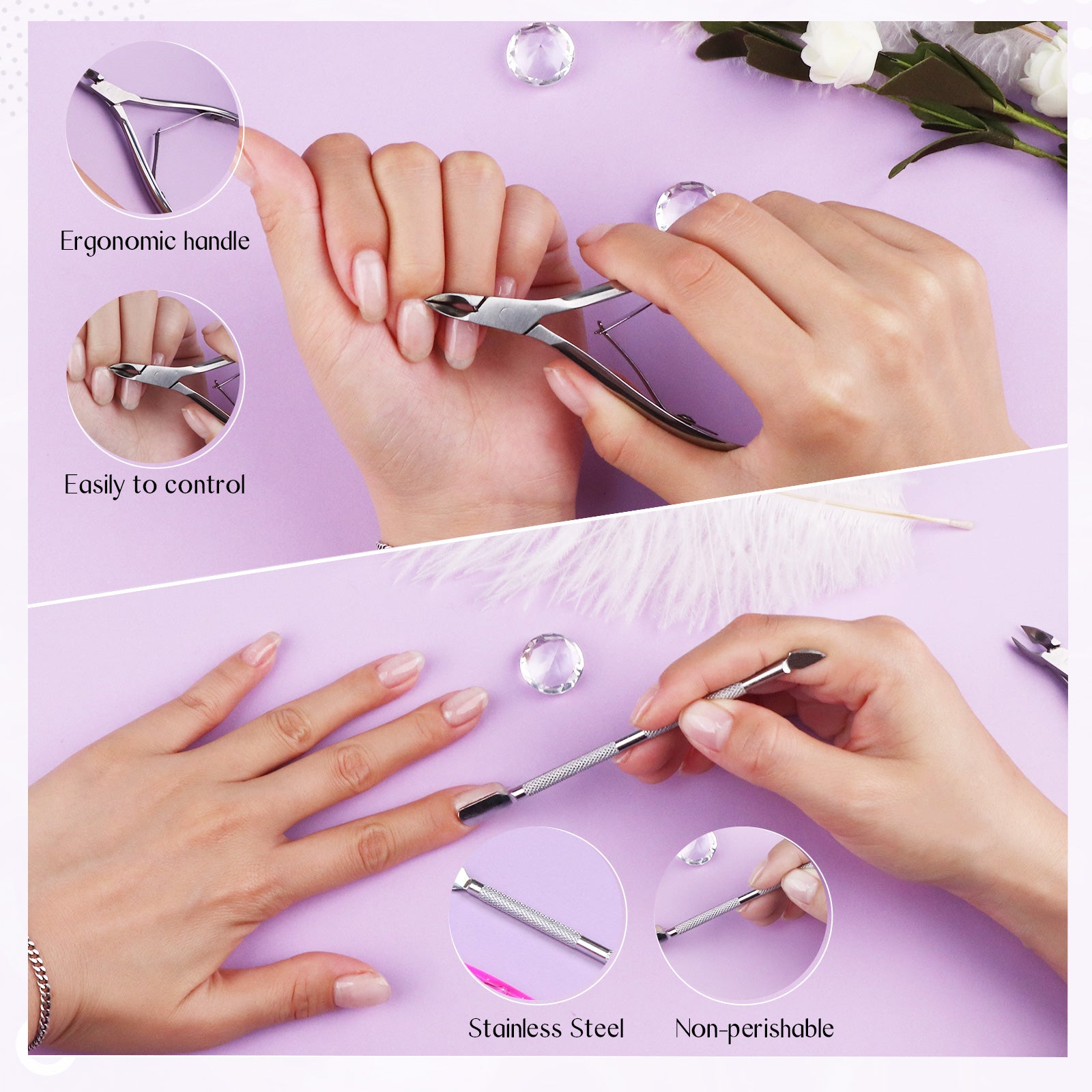 [US ONLY]Cuticle Remover Kit with Cuticle Pusher Trimmer Nipper