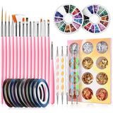 [US ONLY]15PCS Nail Art Brushes Set with Nail Accessories for Nail Art
