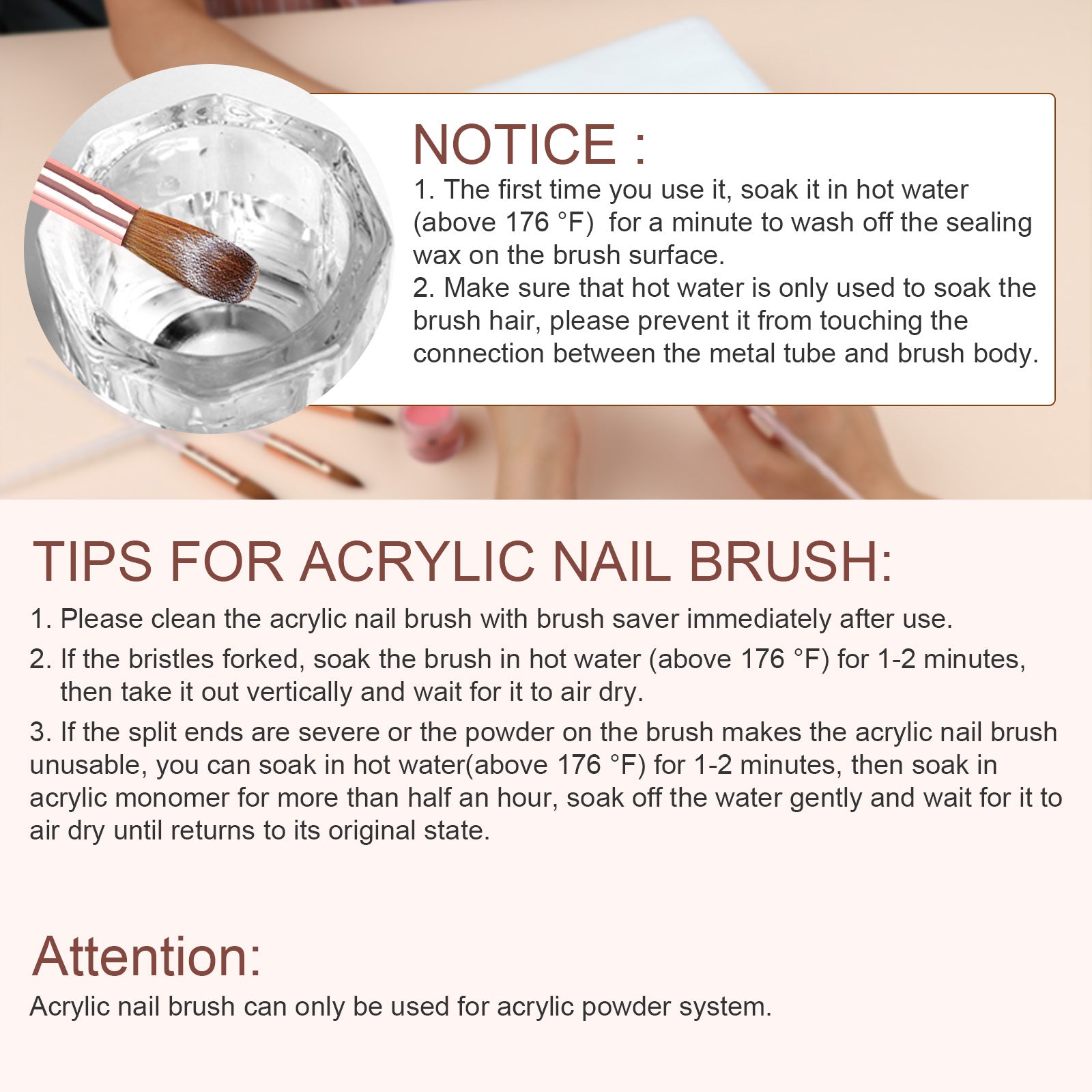 [US ONLY]10PCS Acrylic Nail Brush - Size 4/6/8/10/12/14/16/18/20/22