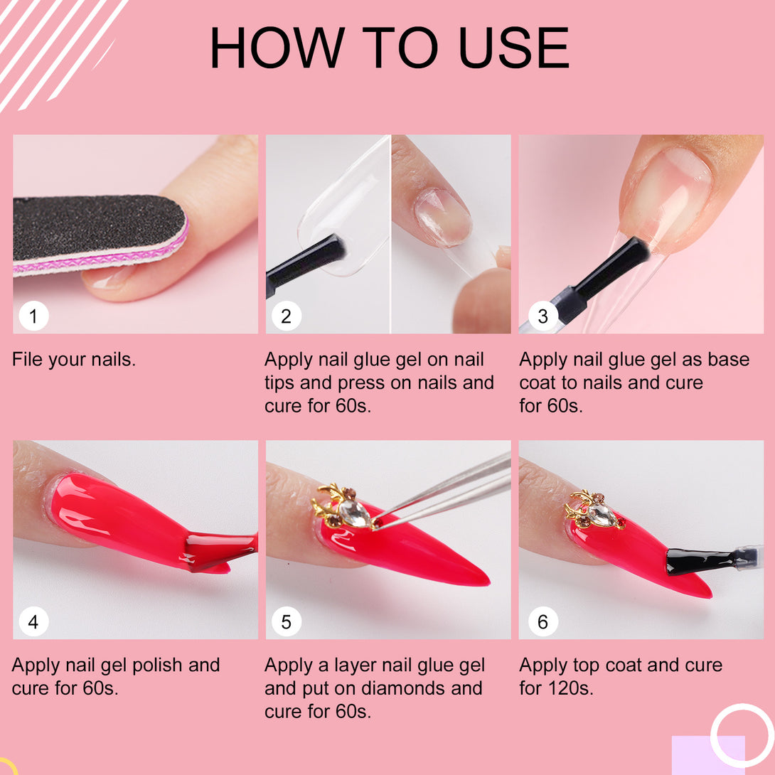 how to use SAVILAND 4 in 1 nail glue gel