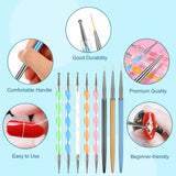 [US ONLY]5PCS Double Ended Dotting Pen and 3PCS Nail Art Liner Brushes Set