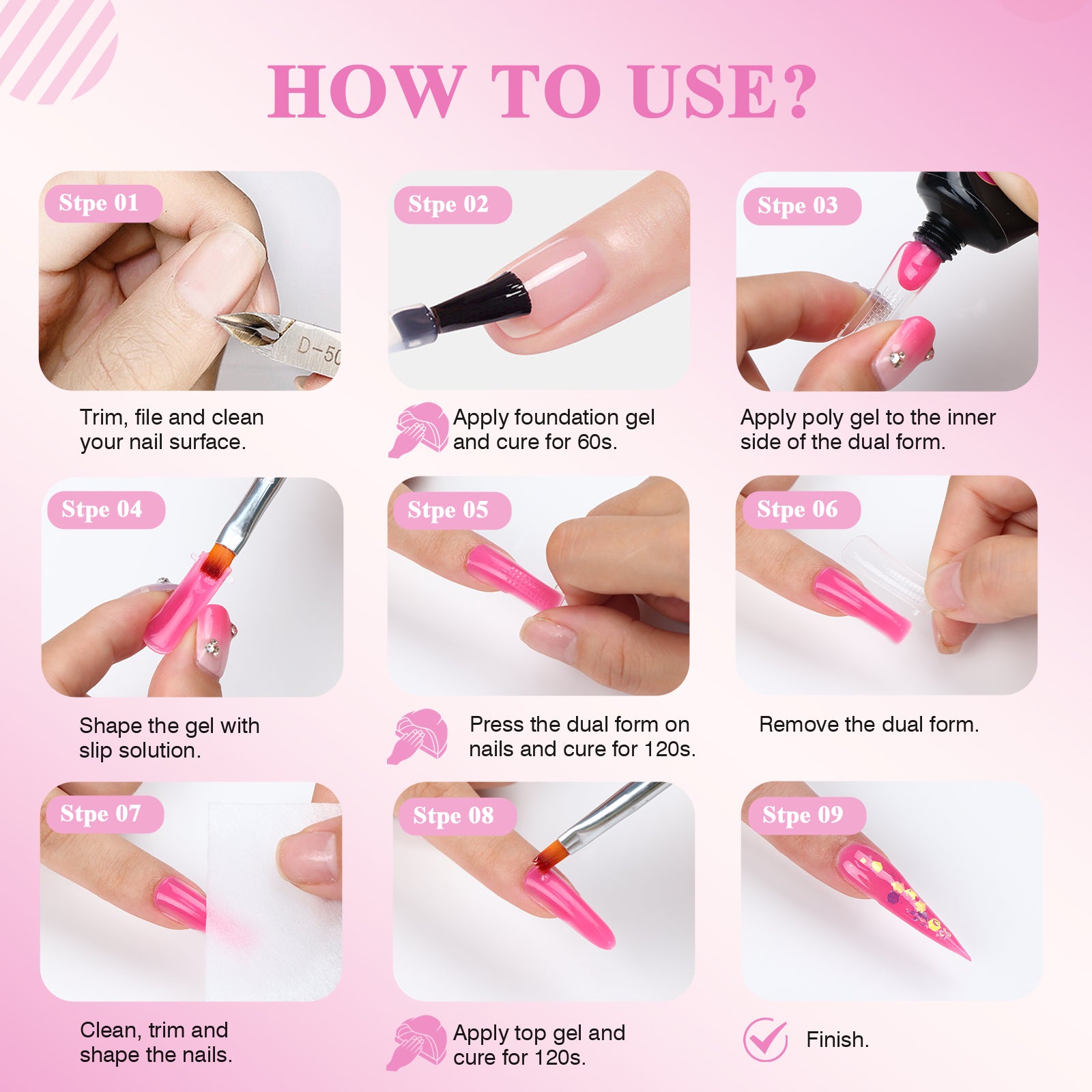 [US ONLY]All-In-One Poly Nail Gel With Lamp Nail Kit for Beginners