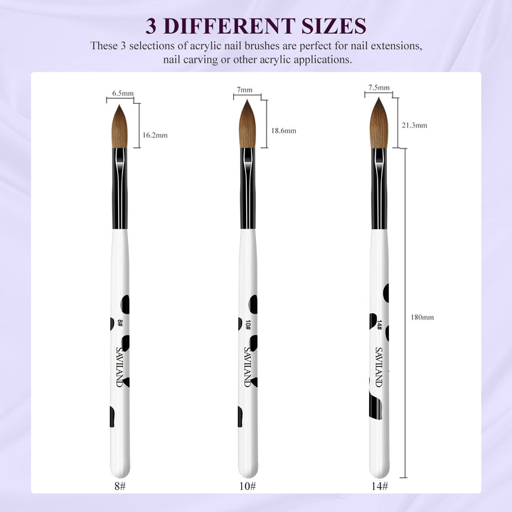 3 different sizes Acrylic Nail Art Brush
