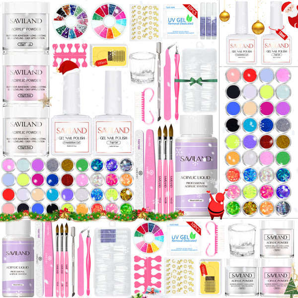 [US ONLY] 3pcs Acrylic Nail Kit with 3pcs Gel Nail Polish Kit With Nail Lamp For Beginners With Everything