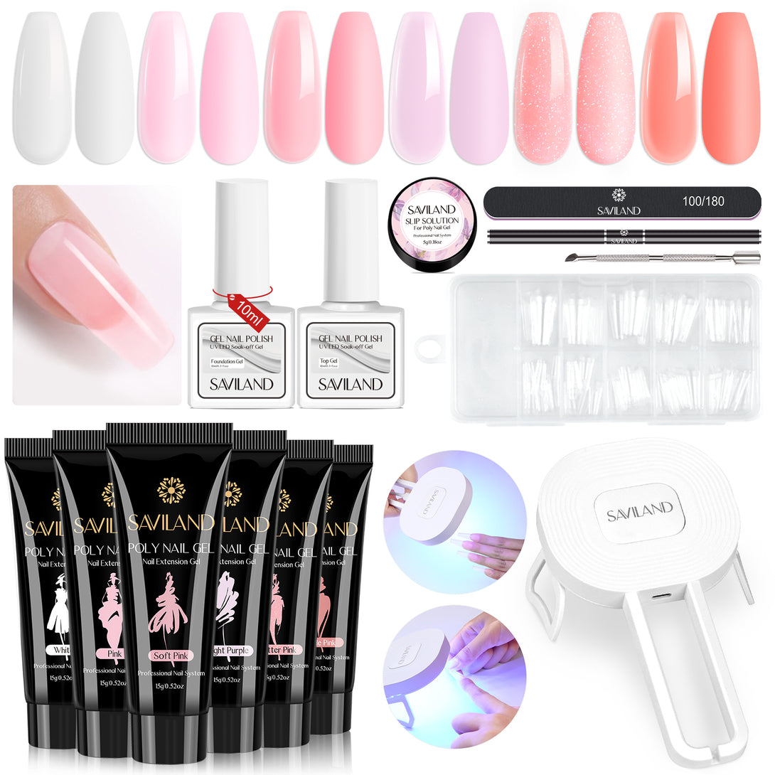 6 Colors Poly Gel Nail Kit with UV Light