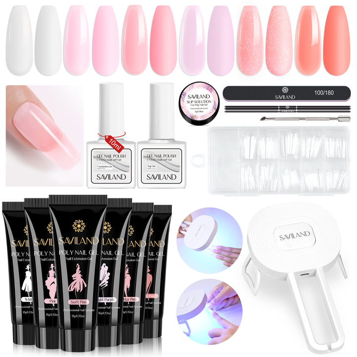 6 Colors Poly Gel Nail Kit with UV Light