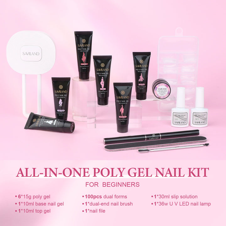what's in the poly gel nail kit with uv light